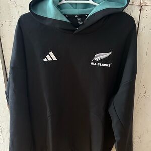 All Blacks Adidas Black Hoodie with Teal Hood